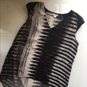 Helmut Lang silk blouse w/ padded leather shoulder